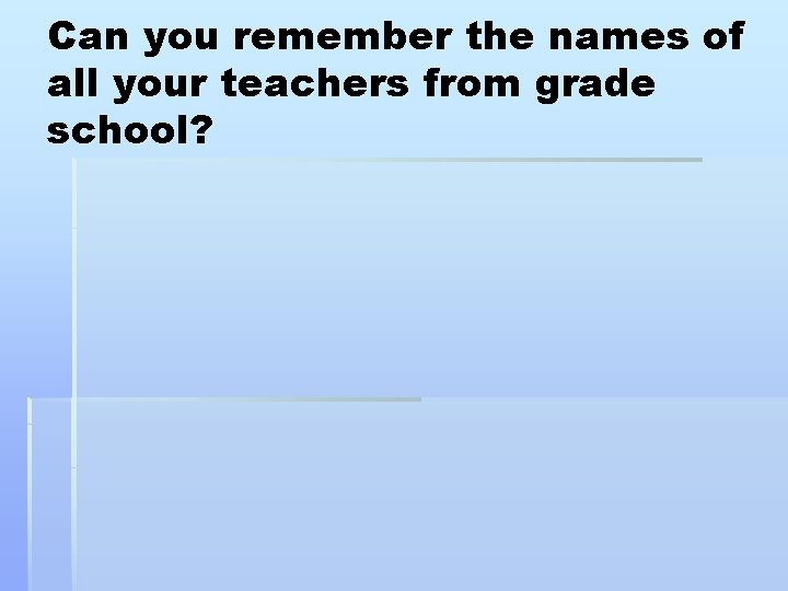 Can you remember the names of all your teachers from grade school? 