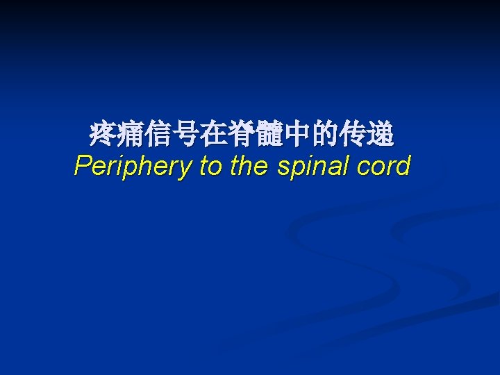 疼痛信号在脊髓中的传递 Periphery to the spinal cord 
