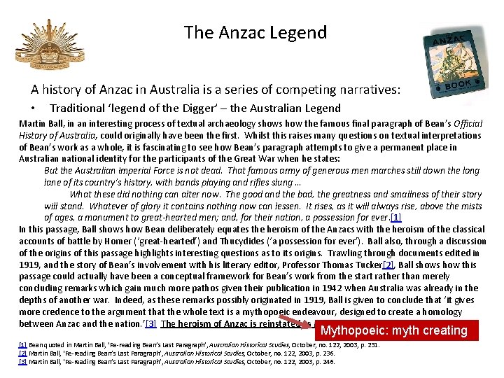 The Anzac Legend A history of Anzac in Australia is a series of competing