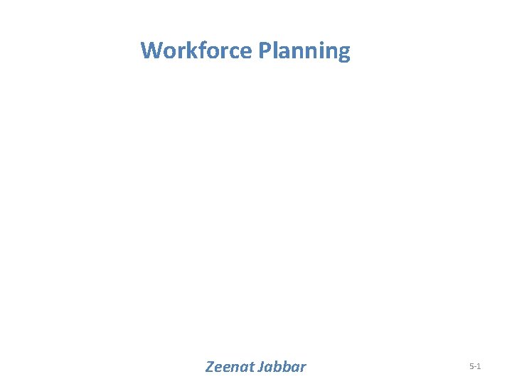 Workforce Planning Zeenat Jabbar 5 -1 