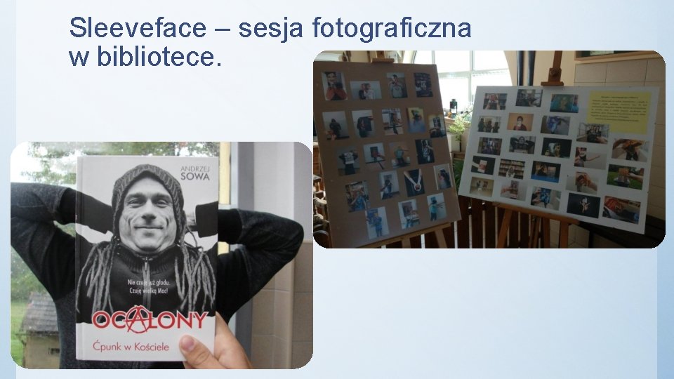 Sleeveface – sesja fotograficzna w bibliotece. 