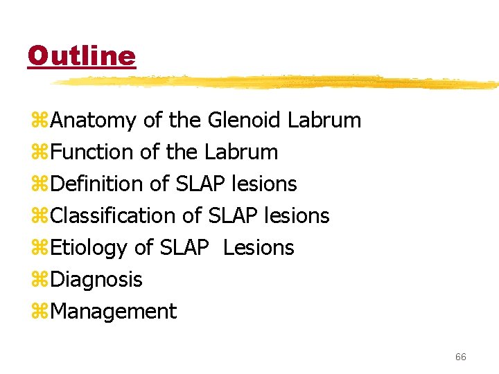 Outline z. Anatomy of the Glenoid Labrum z. Function of the Labrum z. Definition