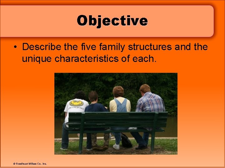 Objective • Describe the five family structures and the unique characteristics of each. ©
