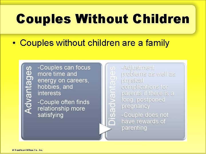 Couples Without Children • Couples without children are a family © Goodheart-Willcox Co. ,