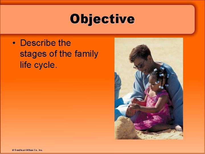 Objective • Describe the stages of the family life cycle. © Goodheart-Willcox Co. ,