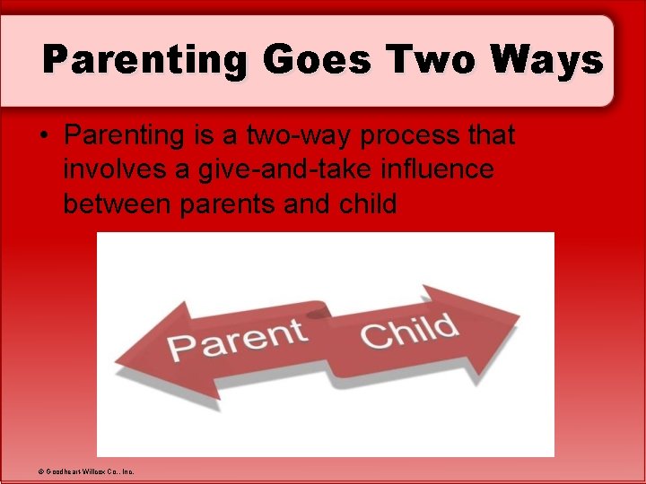Parenting Goes Two Ways • Parenting is a two-way process that involves a give-and-take