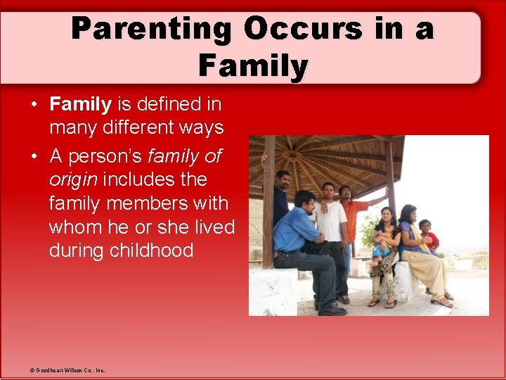 Parenting Occurs in a Family • Family is defined in many different ways •