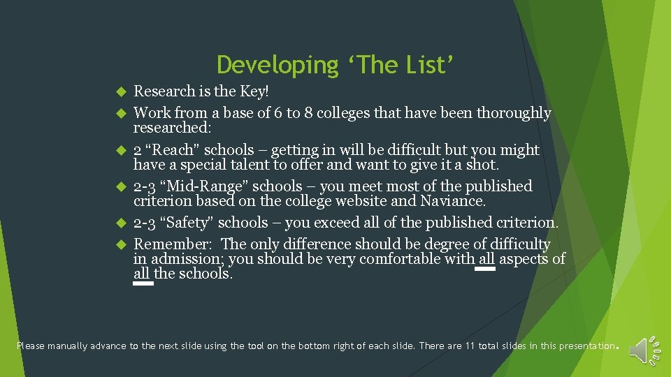 Developing ‘The List’ Research is the Key! Work from a base of 6 to Developing ‘The List’ Research is the Key! Work from a base of 6 to