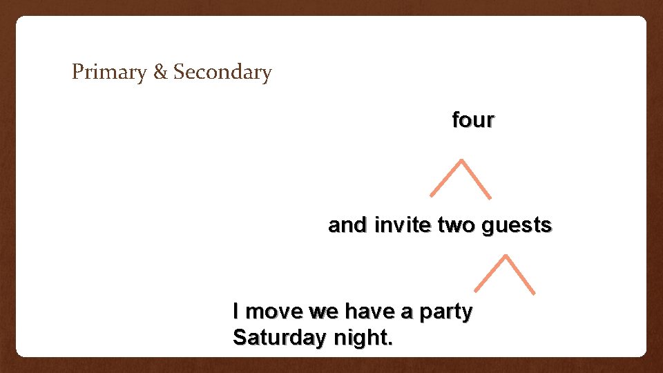 Primary & Secondary four and invite two guests I move we have a party