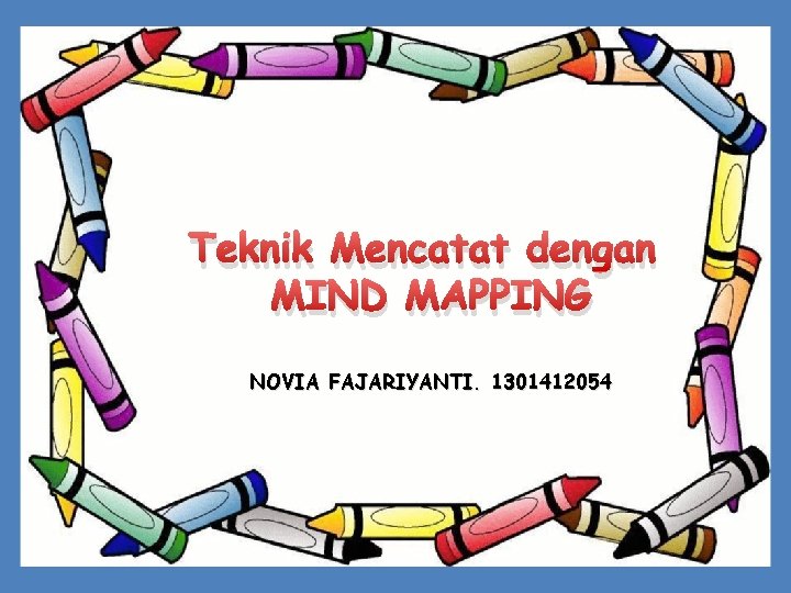 TEKNIK MENCATAT DENGAN MIND MAPPING Teknik Mencatat dengan MIND MAPPING NOVIA FAJARIYANTI. 1301412054 