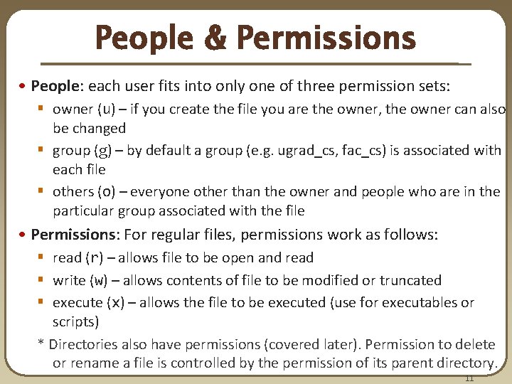 People & Permissions • People: each user fits into only one of three permission People & Permissions • People: each user fits into only one of three permission