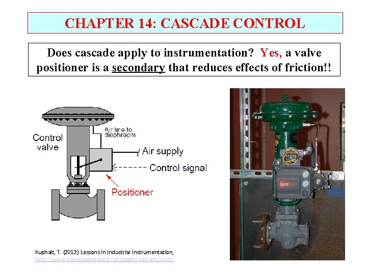 CHAPTER 14: CASCADE CONTROL Does cascade apply to instrumentation? Yes, a valve positioner is