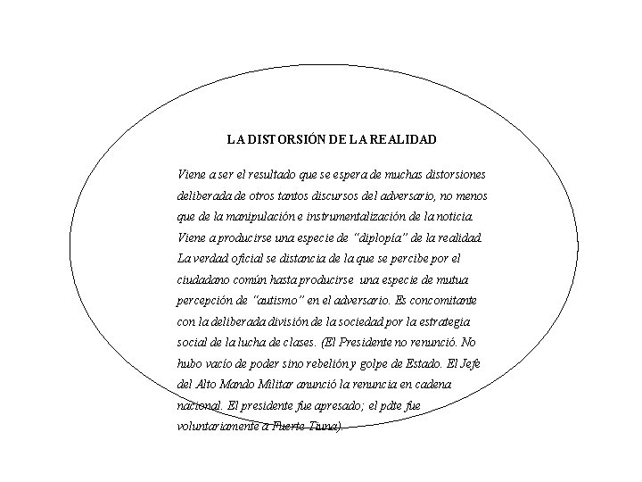 LA DISTORSIÓN DE LA REALIDAD Viene a ser el resultado que se espera de