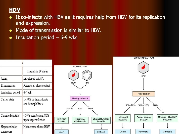 HDV l It co-infects with HBV as it requires help from HBV for its