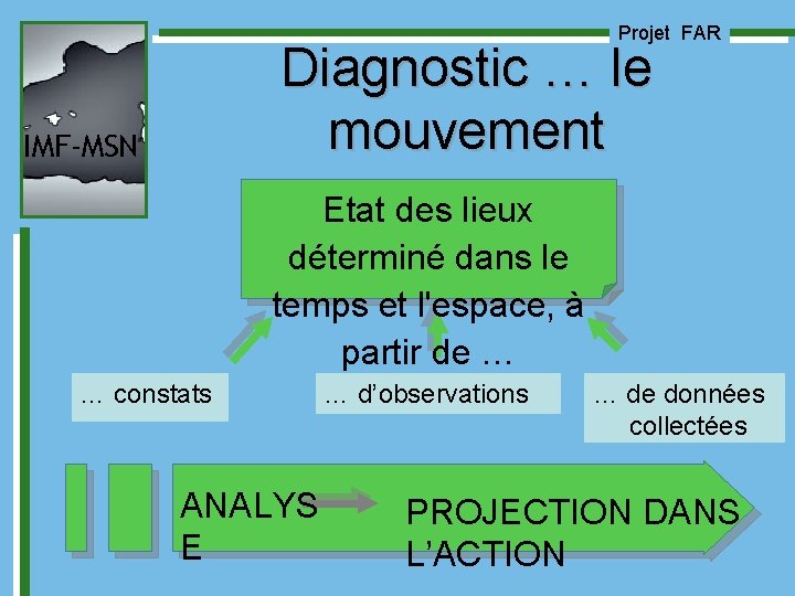 Projet FAR Diagnostic … le mouvement IMF-MSN Etat des lieux déterminé dans le temps