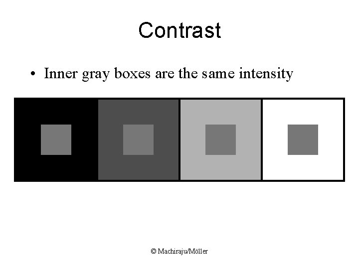 Contrast • Inner gray boxes are the same intensity © Machiraju/Möller 
