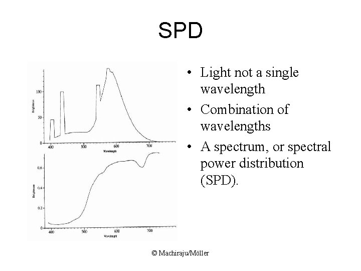 SPD • Light not a single wavelength • Combination of wavelengths • A spectrum,