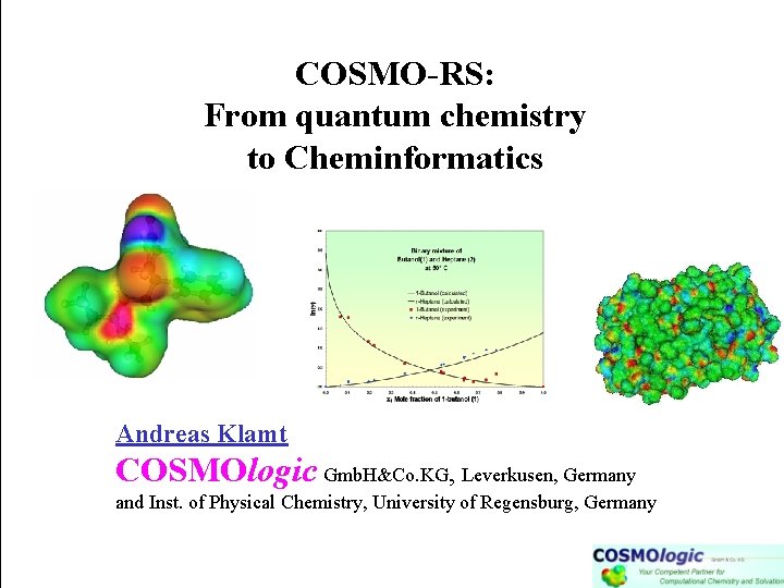 COSMO-RS: From quantum chemistry to Cheminformatics Andreas Klamt COSMOlogic Gmb. H&Co. KG, Leverkusen, Germany