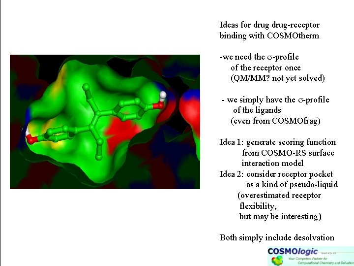 Ideas for drug-receptor binding with COSMOtherm -we need the -profile of the receptor once