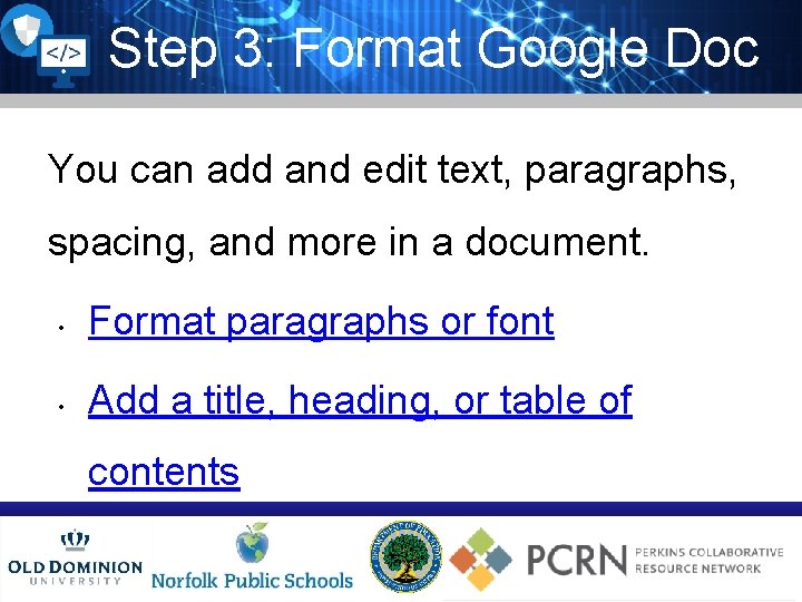 Google Paragraph Perkins Innovation and Modernization Grant Program Project Computer