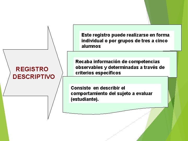 Este registro puede realizarse en forma individual o por grupos de tres a cinco