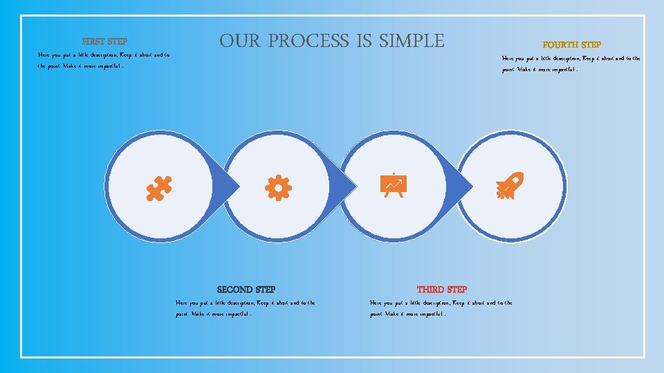 FIRST STEP Here you put a little description, Keep it short and to the