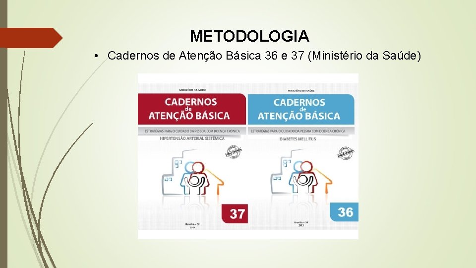 METODOLOGIA • Cadernos de Atenção Básica 36 e 37 (Ministério da Saúde) 