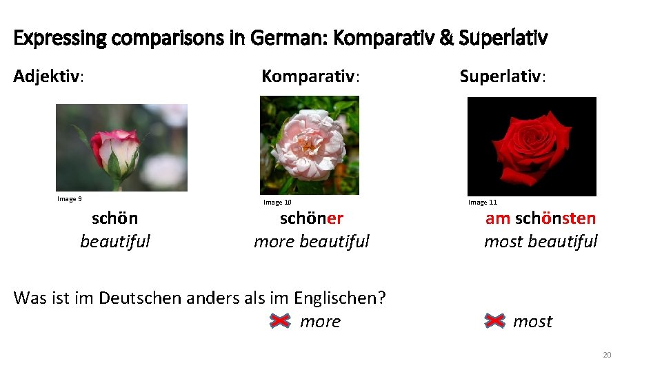 Expressing comparisons in German: Komparativ & Superlativ Adjektiv: Image 9 schön beautiful Komparativ: Image