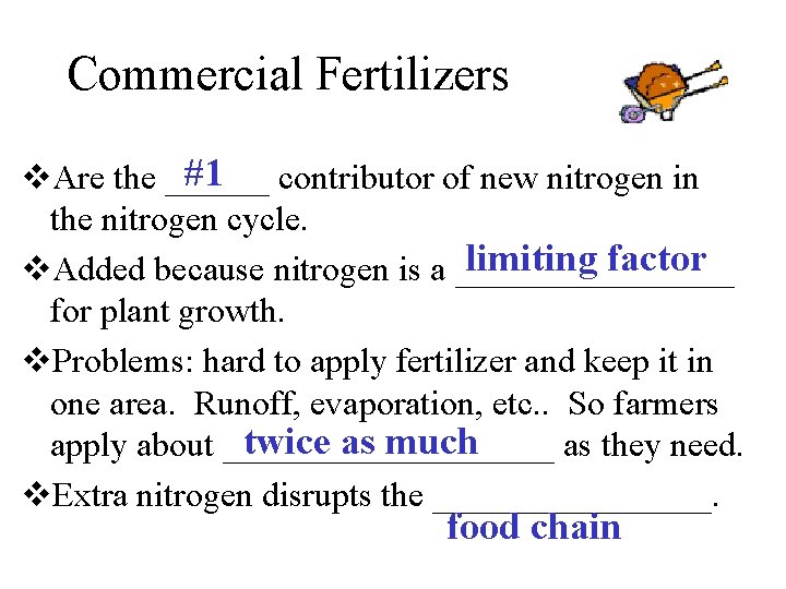 Commercial Fertilizers #1 contributor of new nitrogen in v. Are the ______ the nitrogen