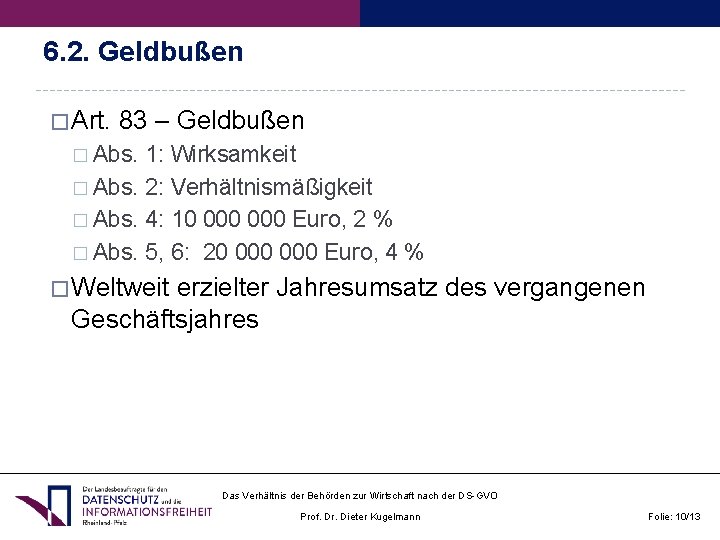 6. 2. Geldbußen � Art. 83 – Geldbußen � Abs. 1: Wirksamkeit � Abs.