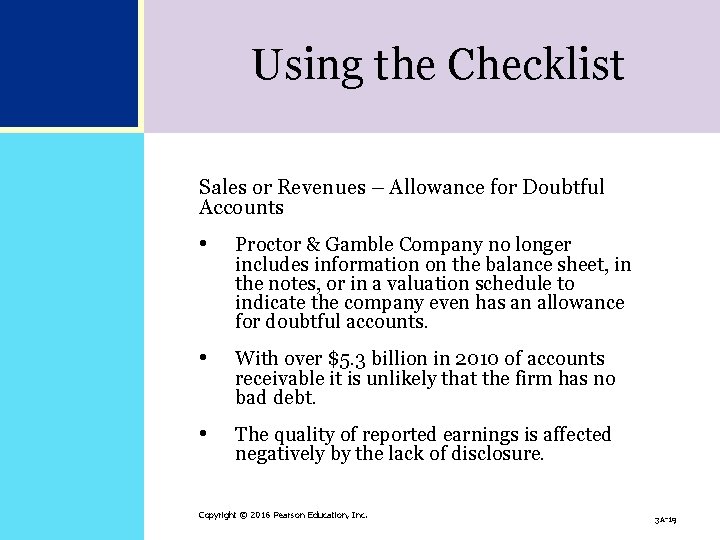 Using the Checklist Sales or Revenues – Allowance for Doubtful Accounts • Proctor & Using the Checklist Sales or Revenues – Allowance for Doubtful Accounts • Proctor &