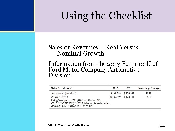Using the Checklist Sales or Revenues – Real Versus Nominal Growth Information from the Using the Checklist Sales or Revenues – Real Versus Nominal Growth Information from the