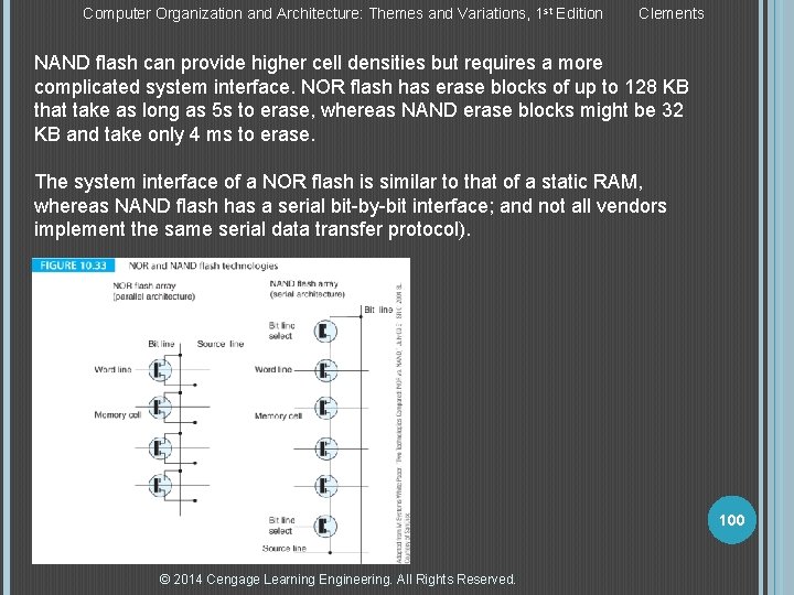 Computer Organization and Architecture: Themes and Variations, 1 st Edition Clements NAND flash can