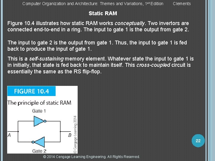 Computer Organization and Architecture: Themes and Variations, 1 st Edition Clements Static RAM Figure