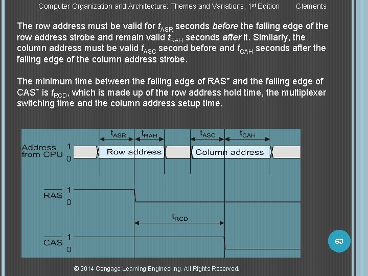 Computer Organization and Architecture: Themes and Variations, 1 st Edition Clements The row address