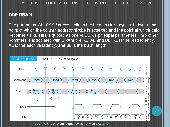 Computer Organization and Architecture: Themes and Variations, 1 st Edition Clements DDR DRAM The