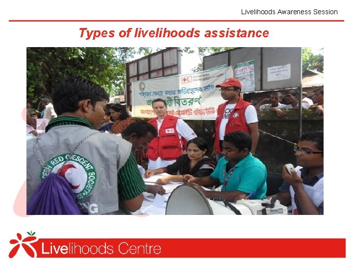 Livelihoods Awareness Session Types of livelihoods assistance 
