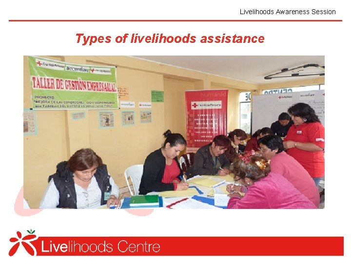 Livelihoods Awareness Session Types of livelihoods assistance 