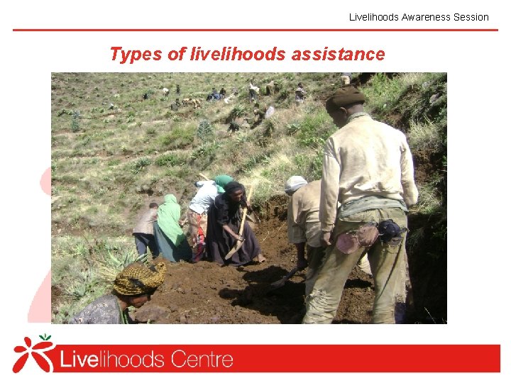 Livelihoods Awareness Session Types of livelihoods assistance 