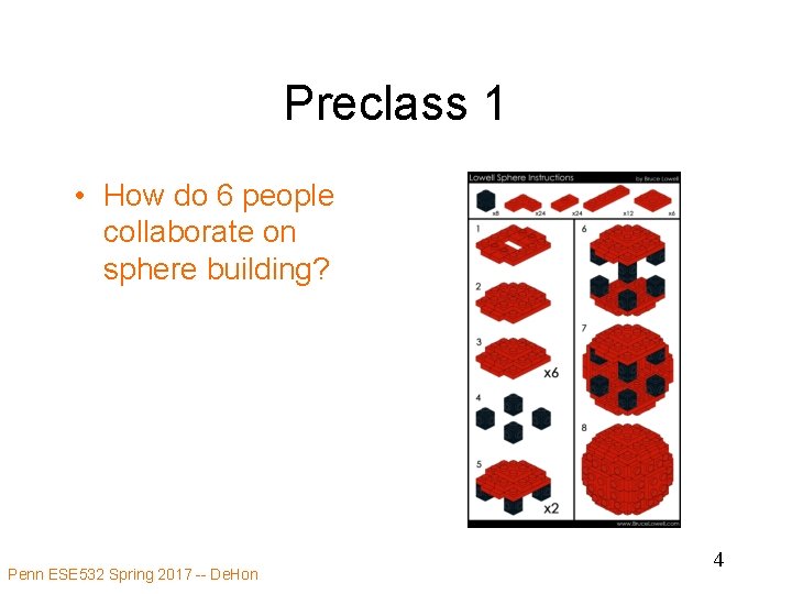Preclass 1 • How do 6 people collaborate on sphere building? Penn ESE 532