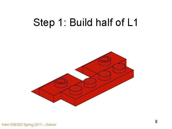 Step 1: Build half of L 1 Penn ESE 532 Spring 2017 -- De.