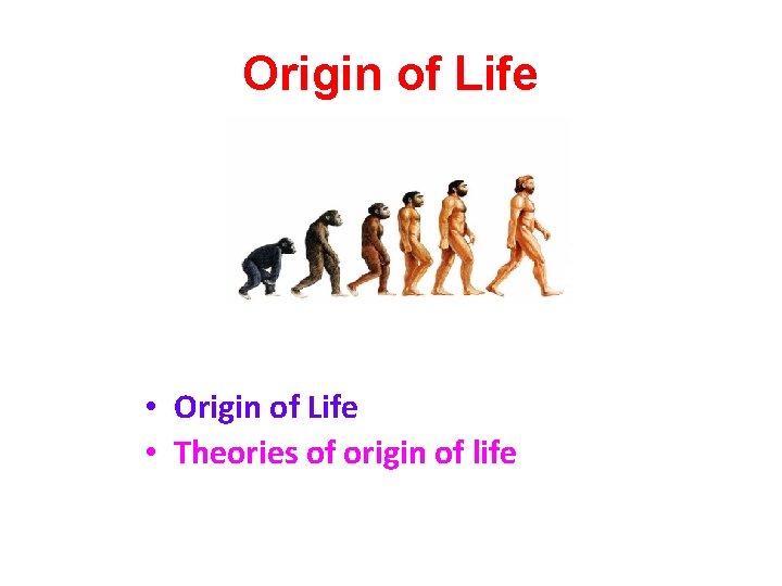 Origin of Life • Origin of Life • Theories of origin of life 