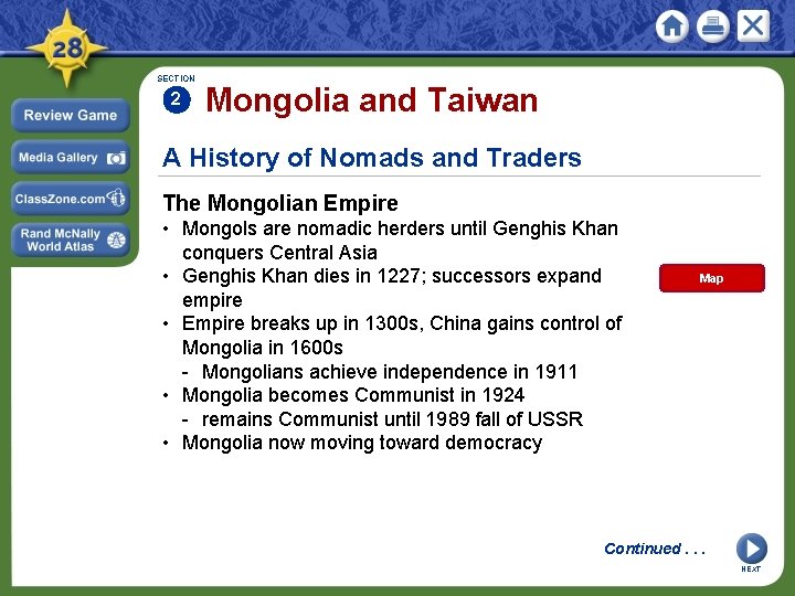 SECTION 2 Mongolia and Taiwan A History of Nomads and Traders The Mongolian Empire