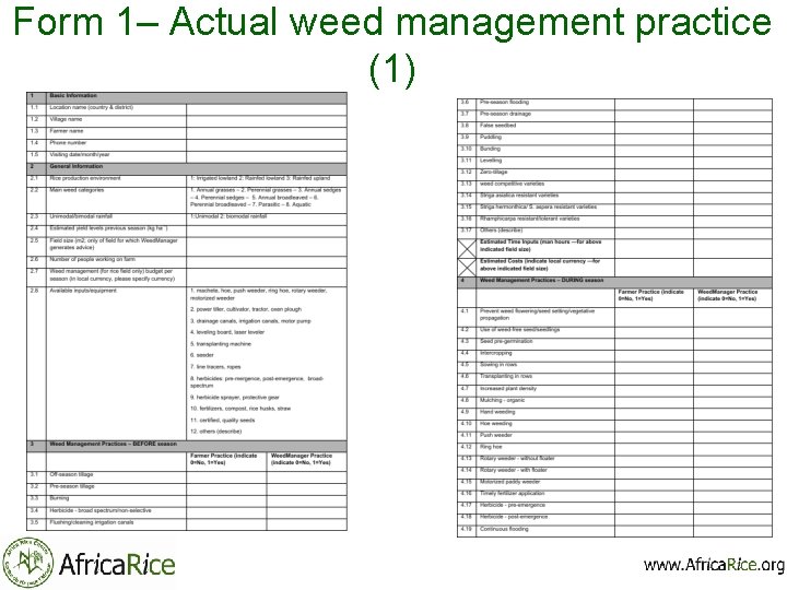 Form 1– Actual weed management practice (1) 
