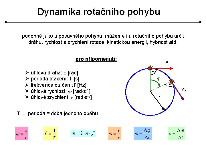 Dynamika rotačního pohybu podobně jako u posuvného pohybu, můžeme i u rotačního pohybu určit