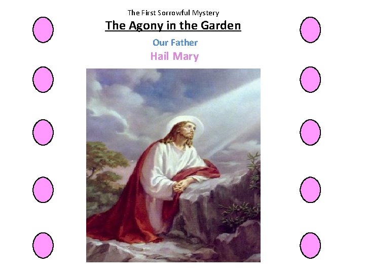 The First Sorrowful Mystery The Agony in the Garden Our Father Hail Mary 
