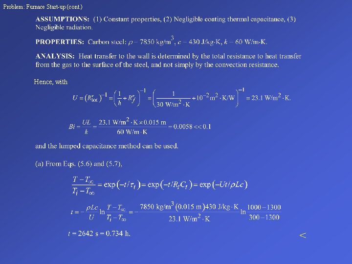 Problem: Furnace Start-up (cont. ) Hence, with < 