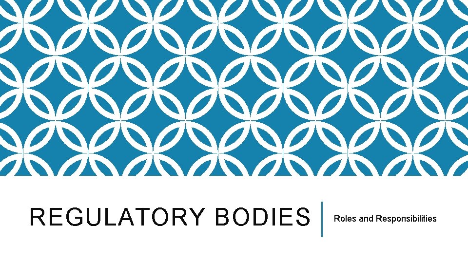 REGULATORY BODIES Roles and Responsibilities 