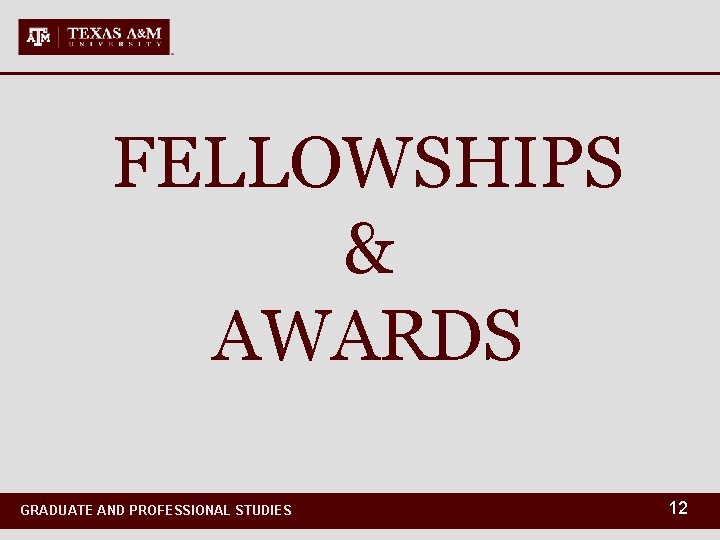 FELLOWSHIPS & AWARDS GRADUATE AND PROFESSIONAL STUDIES 12 