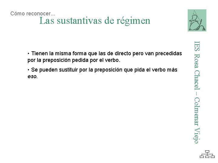 Cómo reconocer. . . Las sustantivas de régimen • Se pueden sustituir por la